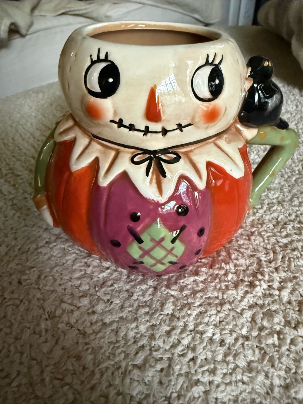 Johanna ParkerHalloween Scarecrow Ceramic Planter - Orange & Purple Mug